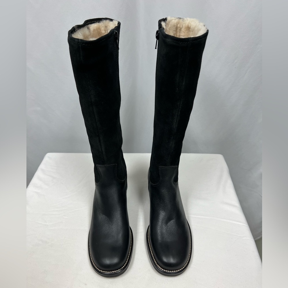 NWT Womens Rockport Black Leather/Suede Stylish Tall Lined Boots, Size 7 1/2 M